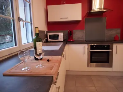 Cuisine ou kitchenette dans l'établissement Gîte La Rocardière XL 10 personnes