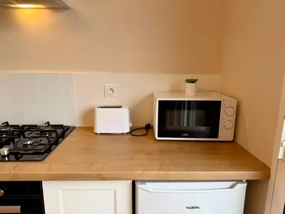 Cuisine ou kitchenette dans l'établissement Calypso 3 Étoiles