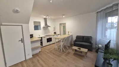 Cuisine ou kitchenette dans l'établissement Appartement cosy neuf en plein centre