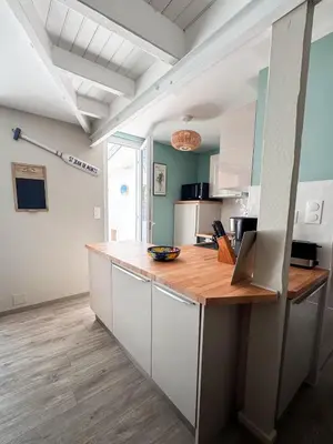 Cuisine ou kitchenette dans l'établissement Maison Harmonie entre Ocean et Nature