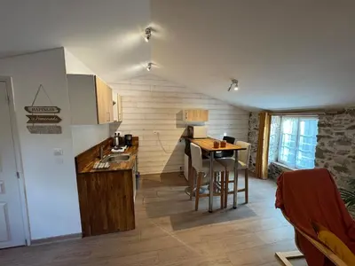 Cuisine ou kitchenette dans l'établissement Gîte du Cerisier - Studio nature détente