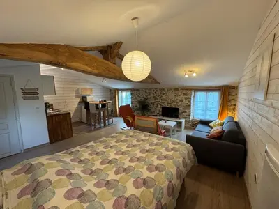 Cuisine ou kitchenette dans l'établissement Gîte du Cerisier - Studio nature détente