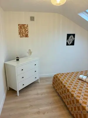 Un ou plusieurs lits dans un hébergement de l'établissement 2 chambre appartement avec vue sur la cathédrale - Coeur d'Angers