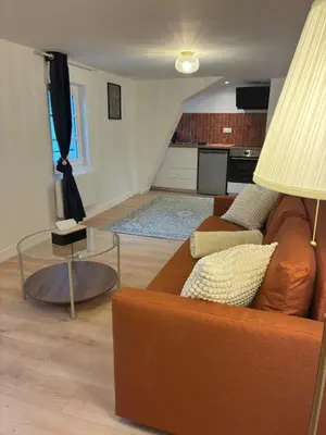 Coin salon dans l'établissement 2 chambre appartement avec vue sur la cathédrale - Coeur d'Angers
