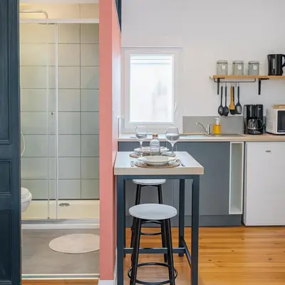 Cuisine ou kitchenette dans l'établissement Charmant T1 lumineux Chez Maurice