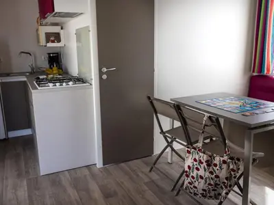 Cuisine ou kitchenette dans l'établissement Mobil-home 24m² avec terrasse à Saint-Jean-de-Monts - API-1-52-918
