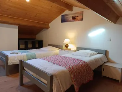Un ou plusieurs lits dans un hébergement de l'établissement Notre-Dame-de-Monts - Apt spacieux 76m² - 6 pers - Animaux admis - Parking - FR-1-540-327
