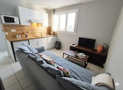 Télévision ou salle de divertissement dans l'établissement Appartement chaleureux et place de parking