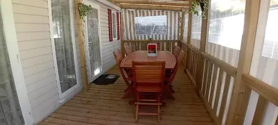 Balcon ou terrasse dans l'établissement Campsite Mobile Home - 3 Beds - Family Pools