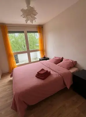 Un ou plusieurs lits dans un hébergement de l'établissement Nice Apartment - Terrace Loire view - Nantes city center island