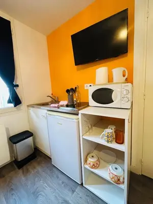 Cuisine ou kitchenette dans l'établissement Casa Saint Joseph - Studio Premium Orange