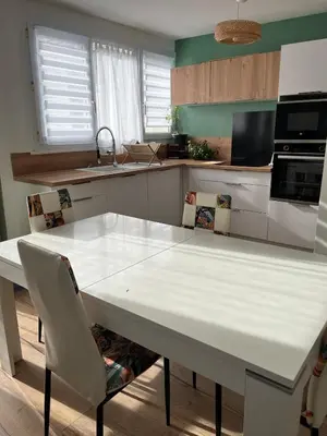 Cuisine ou kitchenette dans l'établissement Bright apartment