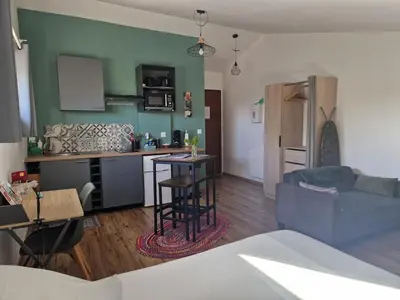Cuisine ou kitchenette dans l'établissement Appartment Cosy 31m parking 5min Parc Expo