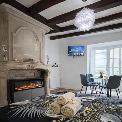 Studio de charme avec cheminée décorative