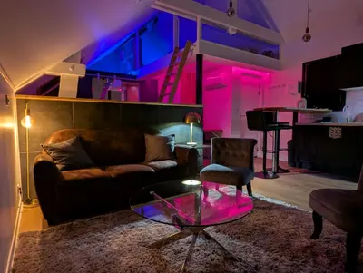 Coin salon dans l'établissement Le Loft - Résidence Chez Gally à Angers