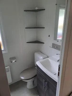 Salle de bains dans l'établissement Mobil-Home Siblu Bois Dormant 703