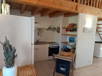 Cuisine ou kitchenette dans l'établissement Maison conviviale près plage et forêt, parking - FR-1-540-328
