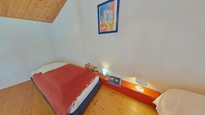 Un ou plusieurs lits dans un hébergement de l'établissement BA000-22C Maison studio mezzanine - 3 couchages BARBATRE