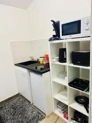 Cuisine ou kitchenette dans l'établissement Alpha