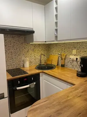 Cuisine ou kitchenette dans l'établissement Beautiful Angevin apartment