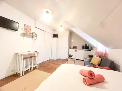 Télévision ou salle de divertissement dans l'établissement Studio cosy Centre-ville, proche gare et plage