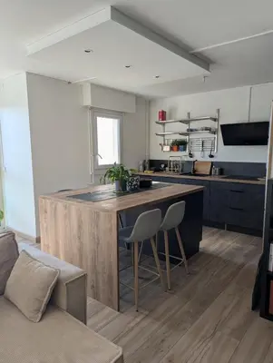 Cuisine ou kitchenette dans l'établissement T2 avec une superbe vue sur la Loire - parking