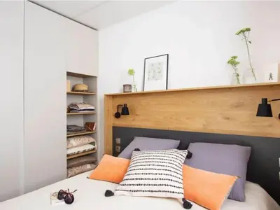Un ou plusieurs lits dans un hébergement de l'établissement Mobil Home Spacieux pour 6 avec Terrasse - API-1-52-1464