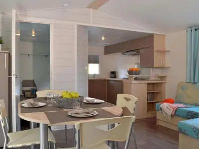 Cuisine ou kitchenette dans l'établissement Mobil-home avec terrasse, 2 chambres doubles, cuisine équipée - API-1-52-1467
