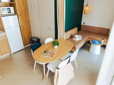Cuisine ou kitchenette dans l'établissement Mobil-home avec terrasse, 2 chambres doubles, cuisine équipée - API-1-52-1467