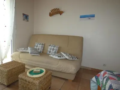 Coin salon dans l'établissement Maison de vacances à Notre-Dame-de-Monts - Terrasse & Jardin - Animaux acceptés - FR-1-540-330
