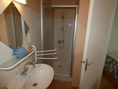 Salle de bains dans l'établissement Maison de vacances à Notre-Dame-de-Monts - Terrasse & Jardin - Animaux acceptés - FR-1-540-330