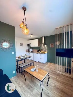 Cuisine ou kitchenette dans l'établissement Tranquiloue - Appart tendance 18min du Puy du Fou