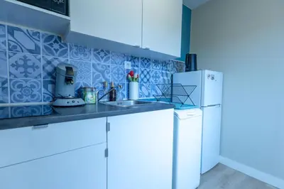 Cuisine ou kitchenette dans l'établissement Aramis Appartement cosy à 15 min du Puy Du Fouu