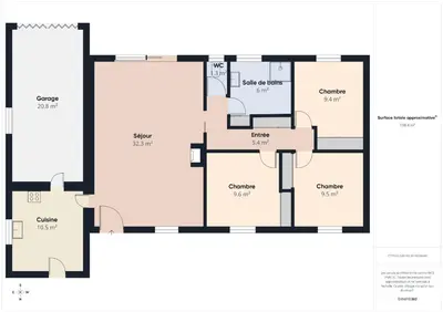 Plan de l'établissement 800m de la plage, jolie maison pour 6 avec jardin