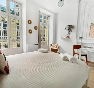 Un ou plusieurs lits dans un hébergement de l'établissement Studio lumineux, rénové, cœur historique Nantes