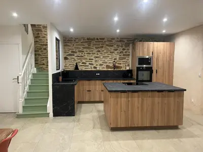 Cuisine ou kitchenette dans l'établissement Gite le moulin du Roho