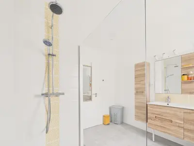Salle de bains dans l'établissement Maison tout confort pour 6 avec jardin et jacuzzi