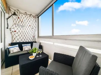 Coin salon dans l'établissement Vue Mer & Calme T2 lumineux avec parking privé