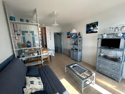 Télévision ou salle de divertissement dans l'établissement Appartement Vue Mer - 7ème étage, proche plage - FR-1-652-64