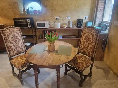 Cuisine ou kitchenette dans l'établissement chambre d'hôte La Forestrie