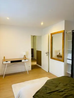 Un ou plusieurs lits dans un hébergement de l'établissement L'Auréa - Design Cosy Calme et Lumineux