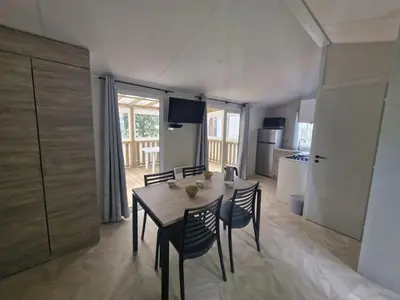 Cuisine ou kitchenette dans l'établissement Mobil Home 4 Pers., Terrasse et Parking, St Jean de Monts - FR-1-777-44