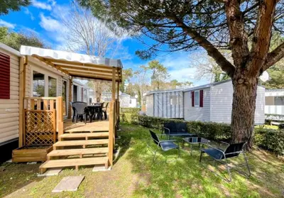 Jardin de l'établissement Mobil-home 6 personnes Camping 4 etoiles