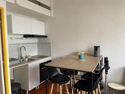 Cuisine ou kitchenette dans l'établissement Maisonnette de Plage