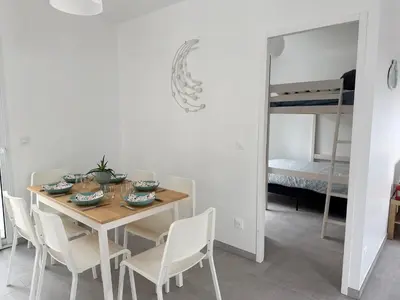 Un ou plusieurs lits dans un hébergement de l'établissement Pré Biais - logements meublés et équipés en plein bocage vendéen