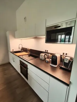 Cuisine ou kitchenette dans l'établissement Superbe appartement aux machines de l'île