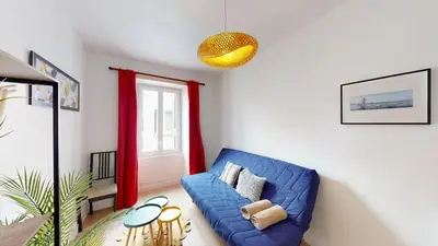 Coin salon dans l'établissement Lovely studio near Nantes city center