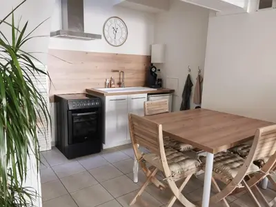 Cuisine ou kitchenette dans l'établissement Les Cotonniers, duplex cosy