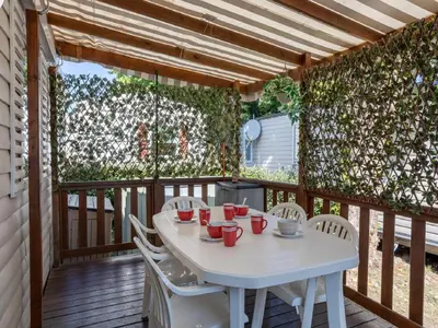 Balcon ou terrasse dans l'établissement Mobil-homes proche de l'océan