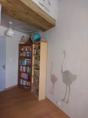 Bibliothèque dans le séjour chez l'habitant